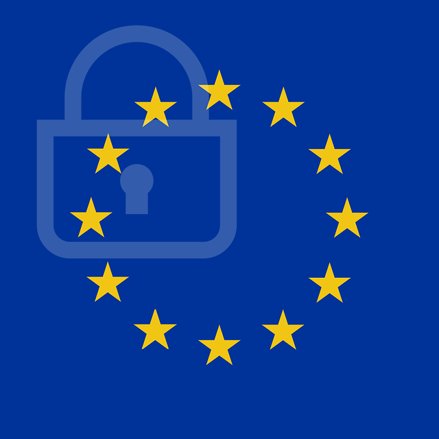 Europaflagge mit Schloss im Hintergrund