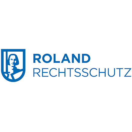 Blaues Logo mit Wappensymbol und Schriftzug „Roland Rechtsschutz“