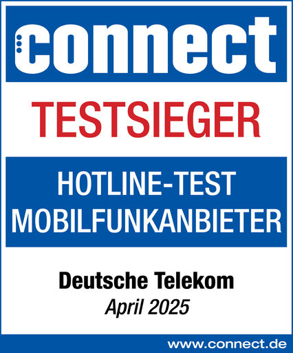 Siegel connect-Hotline-Test-Mobilfunkanbieter-Testsieger-2025-Telekom